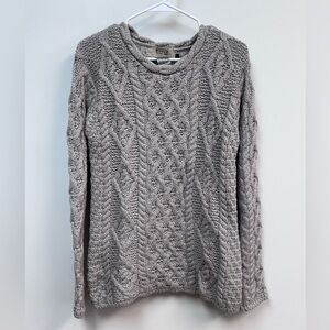 100% Wool Aran Sweater Market Made in Ireland Gray Sweater